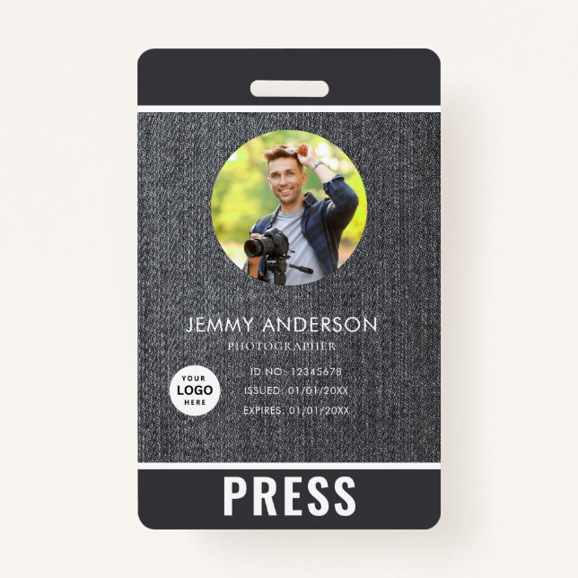 Photo Photographer Press Badge ID Badge (Front)