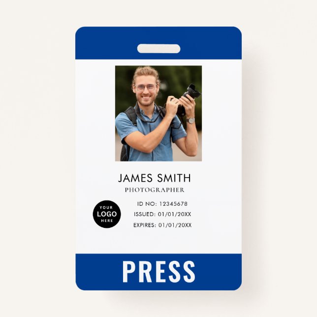 Photo Photographer Press Badge ID Badge (Front)