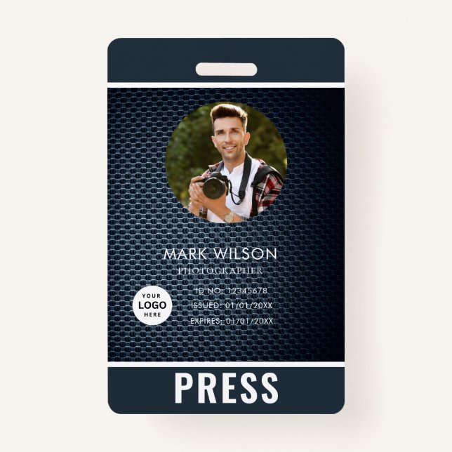 Photo Photographer Press Badge ID Badge (Front)