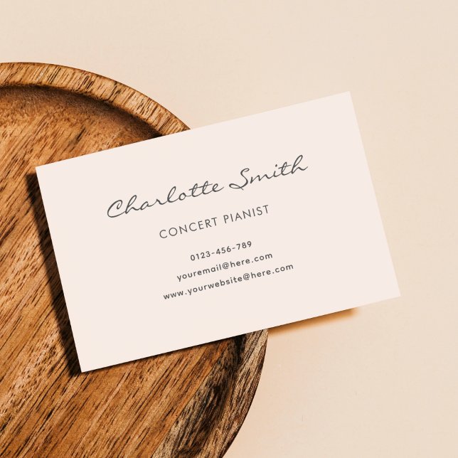 Photo Pianist Blush Pink Simple Business Card (Creator Uploaded)