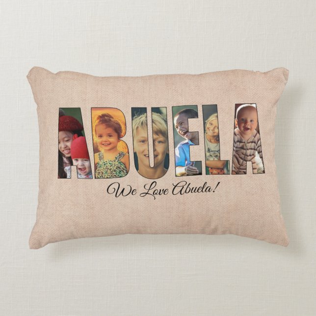 Photo Pillow ABUELA, Add Images, Message on back (Front)