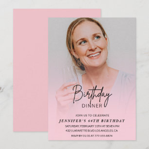 Photo Pink 66th birthday invitations Dinner