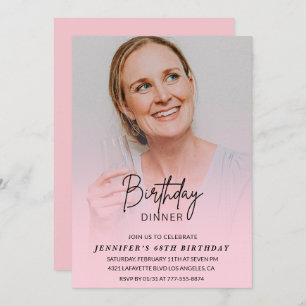 Photo Pink 68th birthday invitations Dinner