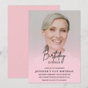 Photo Pink 81st birthday invitations Dinner