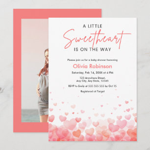 Photo Pink and Red A Little Sweetheart Baby Shower Invitation