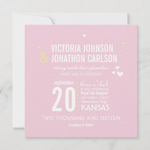 Photo Pink and Yellow Zig Zag Typography Wedding Invitation