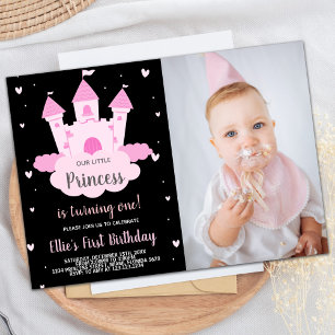 Photo Pink Castle under Cloud Princess Birthday Invitation