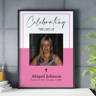 Photo Pink Celebrating the life Funeral Poster