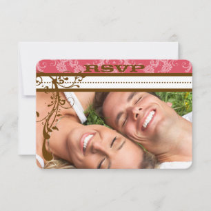 Photo Pink Chocolate Brown Chandelier RSVP Card