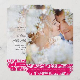 Photo Pink Damask I marry my Best Friend Wedding Invitation