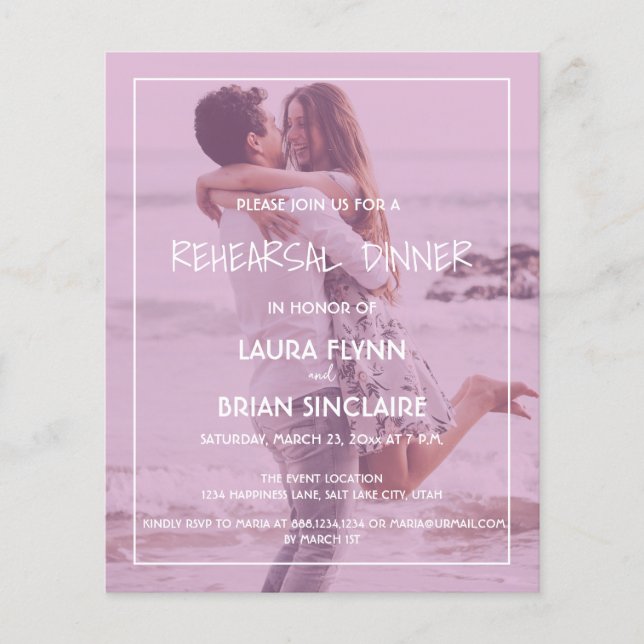  Photo Pink Filter Rehearsal Dinner Invitation (Front)