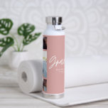 Photo pink girly graduation script modern elegant water bottle<br><div class="desc">Photo pink girly graduation script modern elegant design.</div>