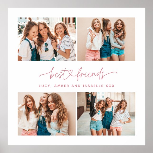 Photo pink girly script typography best friends poster (Front)