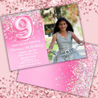 Photo Pink Glitter 9th Birthday