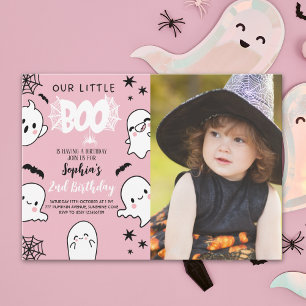 Photo Pink Halloween Birthday – Our Little Boo Invitation