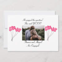 Photo Pink Heart Balloons Engagement Announcement