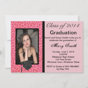 Photo Pink Leopard Graduation Invitation