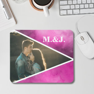 Photo Pink Monogram Mouse Mat