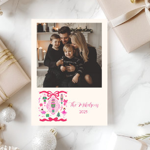 Photo Pink Nutcracker Christmas Holiday Card