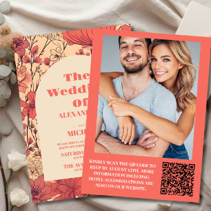 Photo Pink Yellow Orange Wildflowers Wedding Invitation