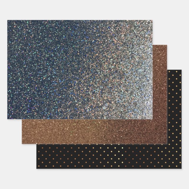 Photo Place Mat Faux Silver, Gold Glitter Dots Wrapping Paper Sheet (Set)