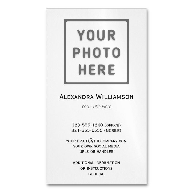 Photo Plain Magnetic Business Card (Front Vertical)