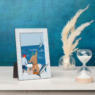 Photo Plaque - Vertical Frame - Blue Marlin Plaid