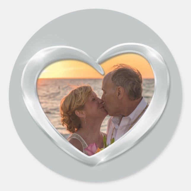 Photo platinum anniversary heart sticker (Front)