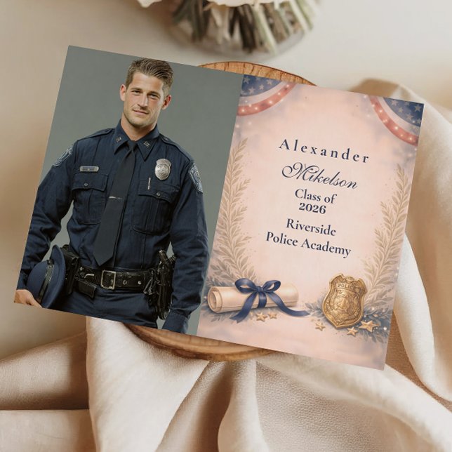 Photo Police Officer Academy Milestone Graduation Announcement (Creator Uploaded)