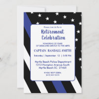 Photo Police Retirement Blue Line Flag Invitation
