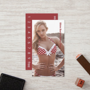 Photo Polka Bikini Coffee Drive-Thru Loyalty Card