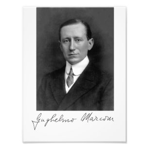 Photo Portrait and Signature of Guglielmo Marconi