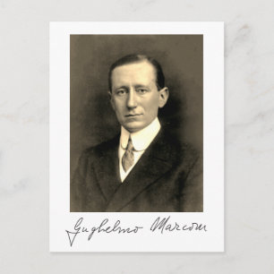 Photo Portrait and Signature of Guglielmo Marconi  Postcard