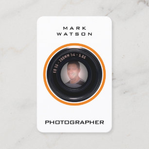Photo portrait in camera lens business card