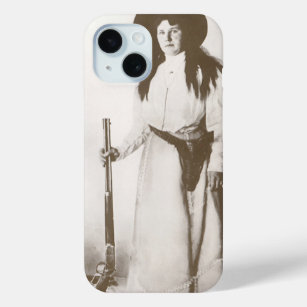Photo Portrait of a Cowgirl Holding a Rifle, 1910 iPhone 15 Case