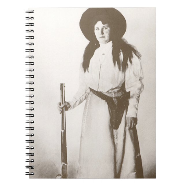 Photo Portrait of a Cowgirl Holding a Rifle, c1910 Notebook (Front)