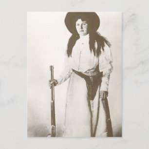 Photo Portrait of a Cowgirl Holding a Rifle, c1910 Postcard