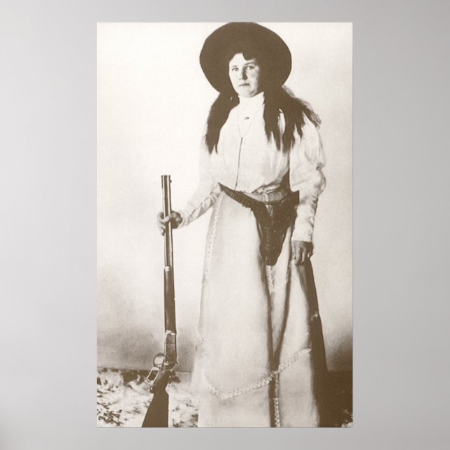 Photo Portrait of a Cowgirl Holding a Rifle, c1910 Poster (Front)