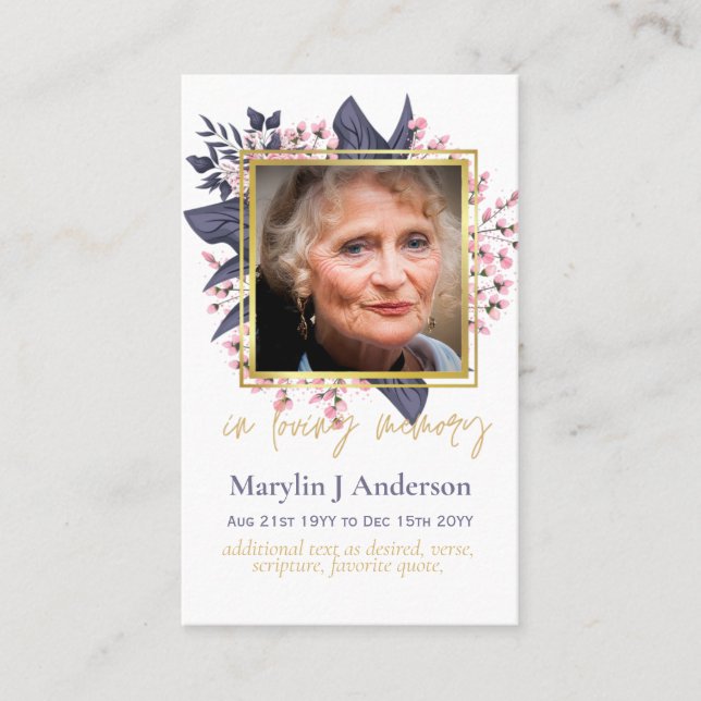Photo Prayer Cards Memorial Celebration of Life (Front)