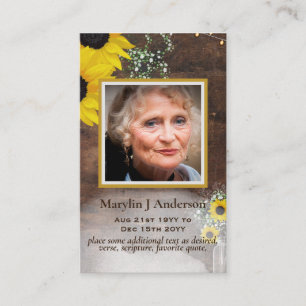 Photo Prayer Cards Memorial Celebration of Life