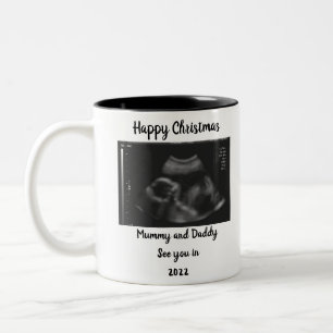 photo Pregnancy Announcement expecting parent 2021 Two-Tone Coffee Mug