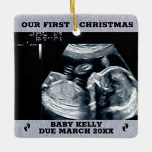 photo Pregnancy Announcement expecting parents Ceramic Ornament