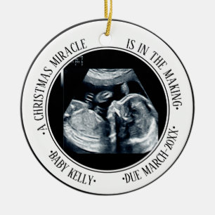 photo Pregnancy Announcement for expecting parents Ceramic Tree Decoration