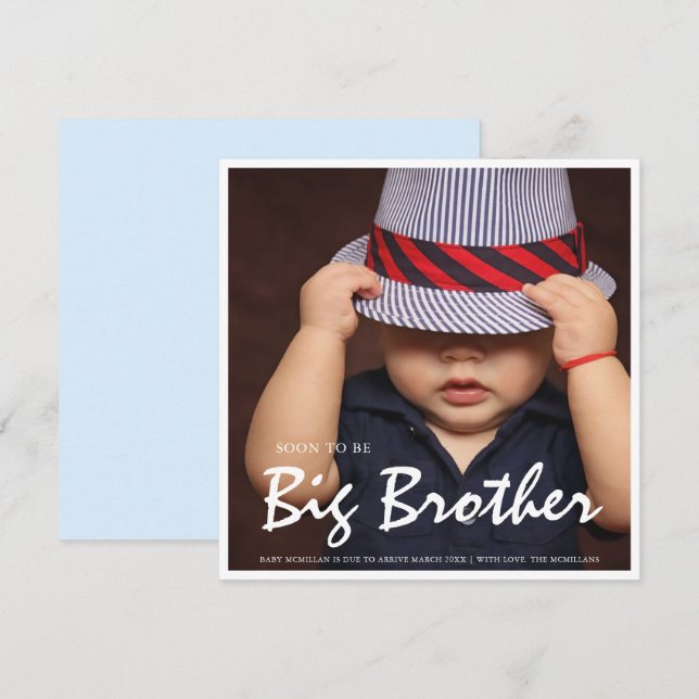 Photo Pregnancy Big Brother Blue Announcement (Front/Back)