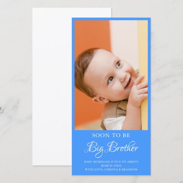 Photo Pregnancy Big Brother Blue Announcement (Front/Back)