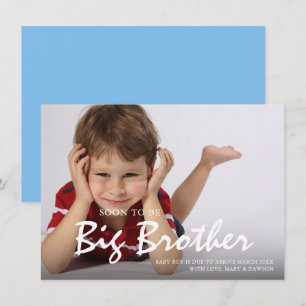Photo Pregnancy Big Brother Blue Announcement Card