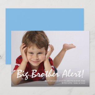 Photo Pregnancy Big Brother Blue Announcement Card