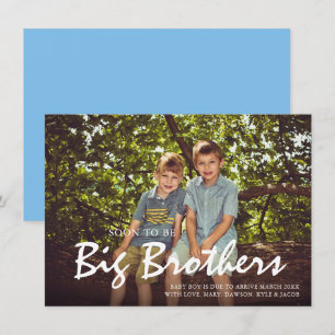 Photo Pregnancy Big Brother Blue Announcement Card