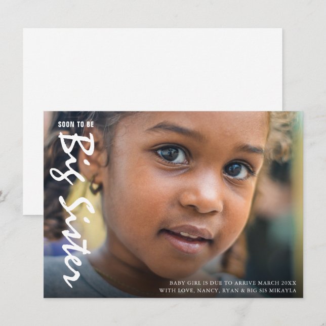 Photo Pregnancy Big Sister Modern Announcement (Front/Back)