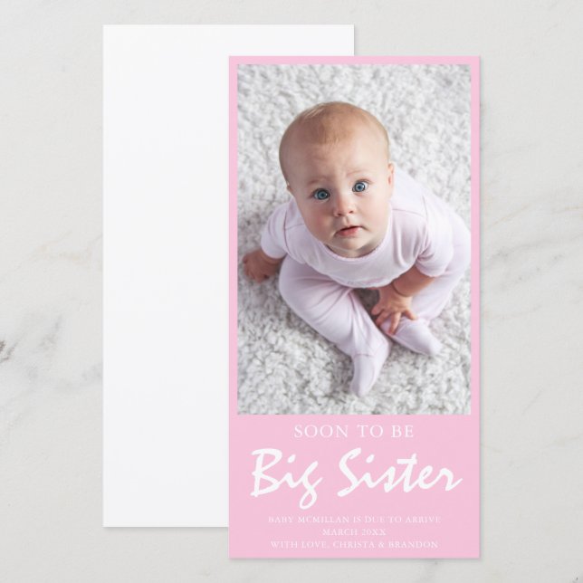 Photo Pregnancy Big Sister Pink Announcement (Front/Back)